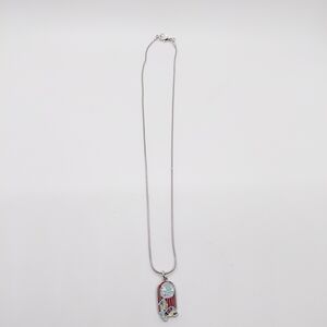 Silver and Red Pendant Necklace with Elegant Design